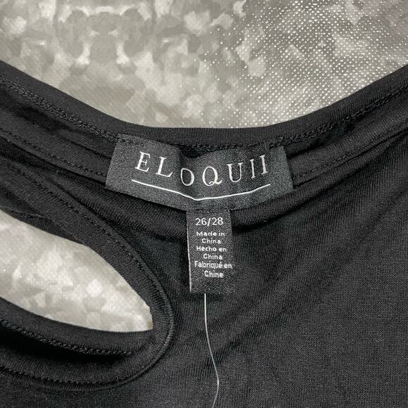 Eloquii NWT Black Plus Size Cutout Asymmetrical Strap Tank Top - Size 26/28 - Picture 5 of 7